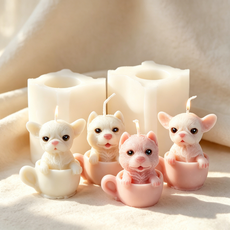 Soap Making Jar - Cute Dog Cup Shaped Silicone Mold