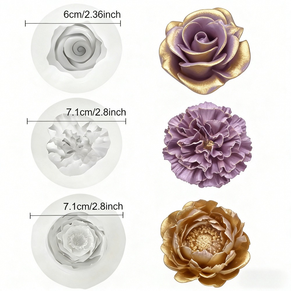 3-Piece Silicone Molds for Ros - Soap Making Designs incelemesi ve fiyatı