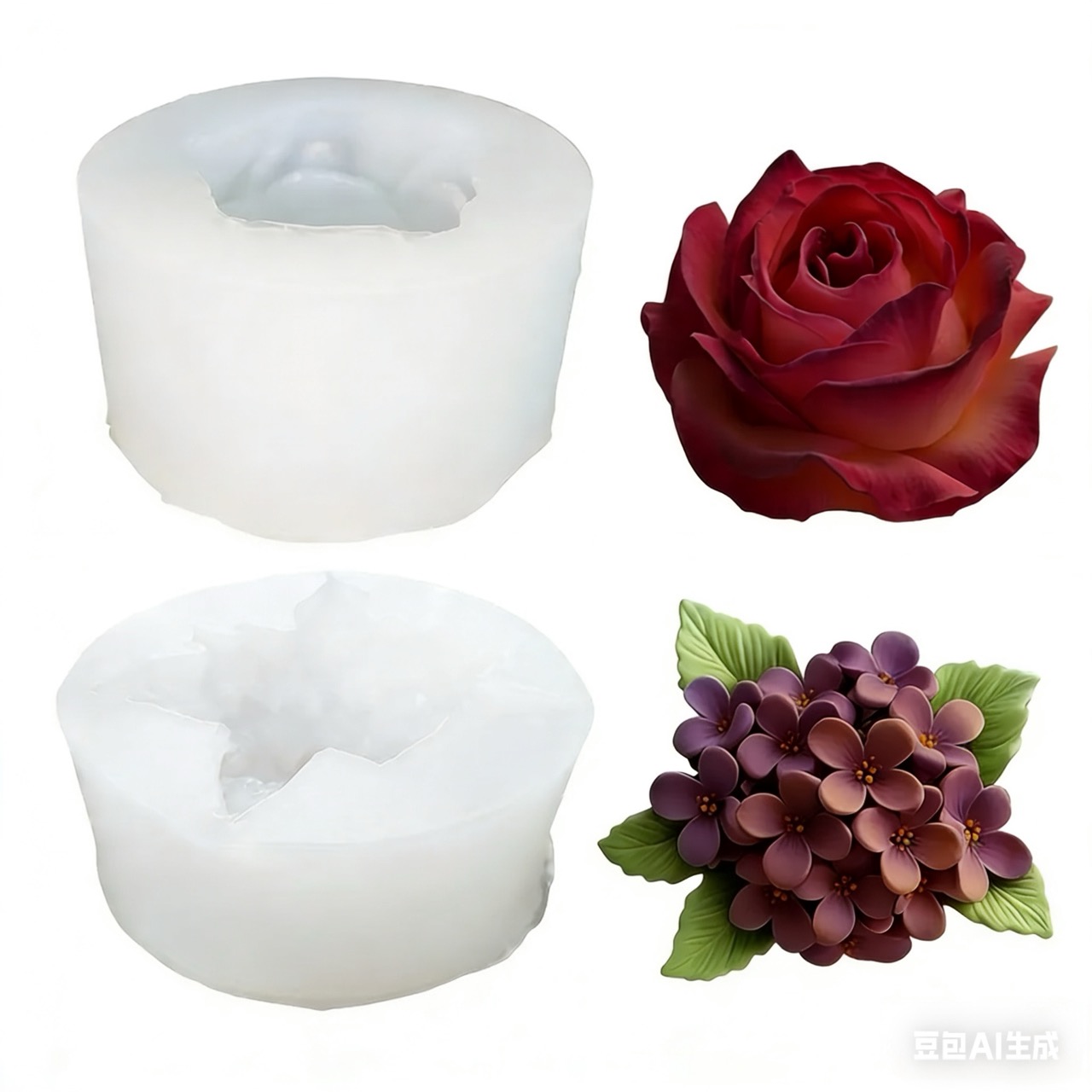 2-Piece 3D Rose and Lilac Sili - Soap Making Designs incelemesi ve fiyatı
